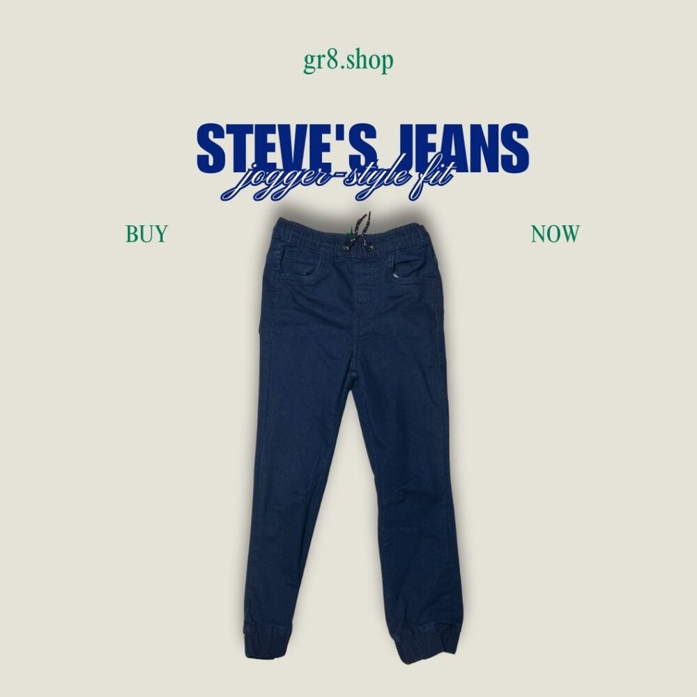 Steves Jeans Jogger-Style Fit Navy Blue Size 6(L) Elastic Waist Cotton Blend Kid